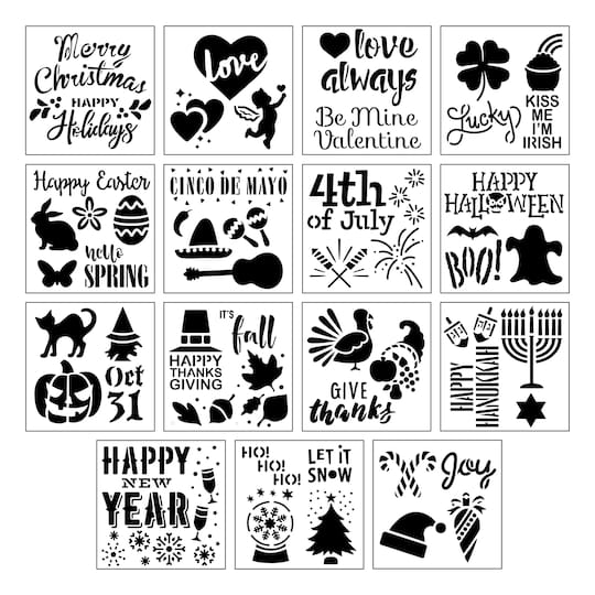 Holidays Stencils by Craft Smart&#xAE;, 12&#x22; x 12&#x22;